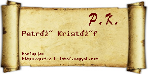 Petró Kristóf névjegykártya