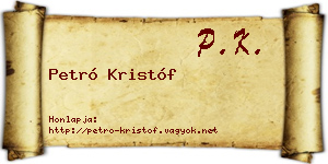 Petró Kristóf névjegykártya